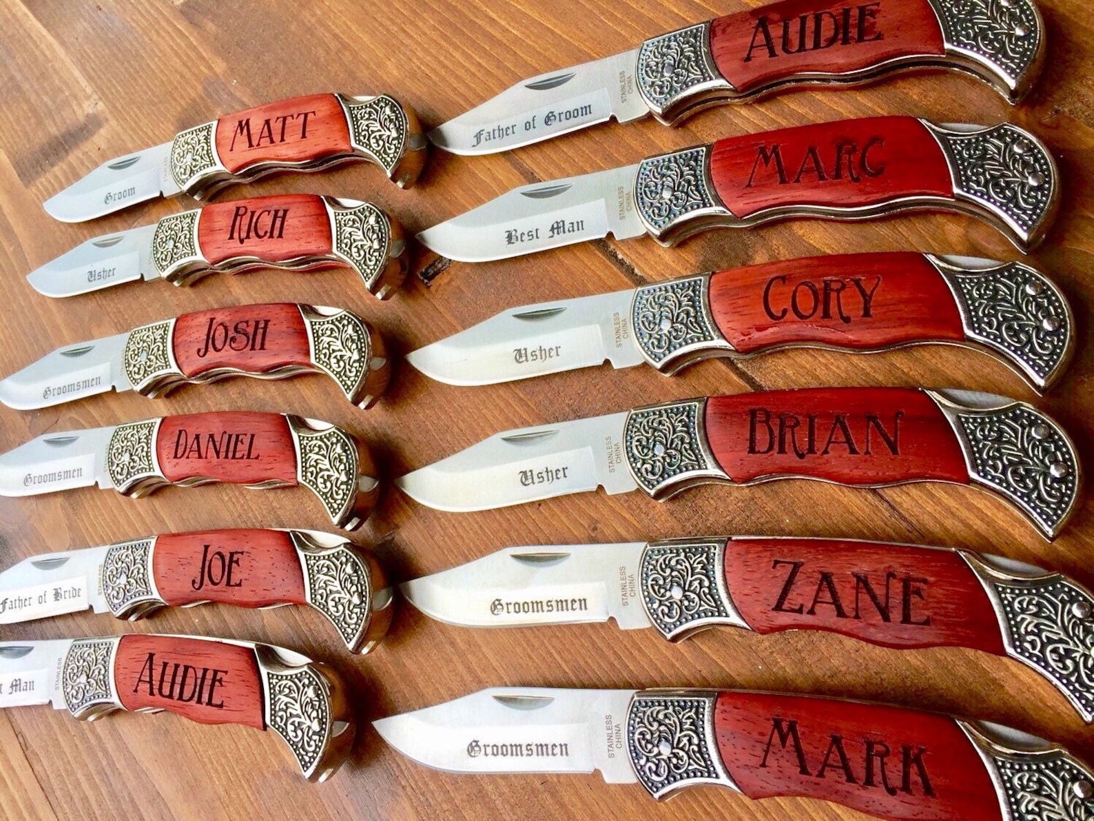 Set of 7 Engraved Hunting Knives Engraved Knife Engraved Etsy