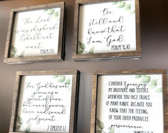 Farmhouse Scripture Magnets: Christian Gift, Birch Wood Frame