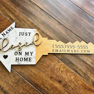 Personalized Wood Closing Key Sign: Real Estate Agent Gift