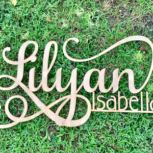 Wooden Name Sign, Nursery Name, Baby Name Cut out, Cutout Name, Wood Name Sign, Wooden Baby Name, first and middle name image 1