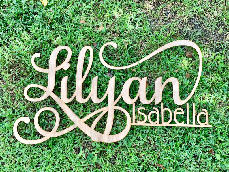 Wooden Name Sign, Nursery Name, Baby Name Cut out, Cutout Name, Wood Name Sign, Wooden Baby Name, first and middle name image 1