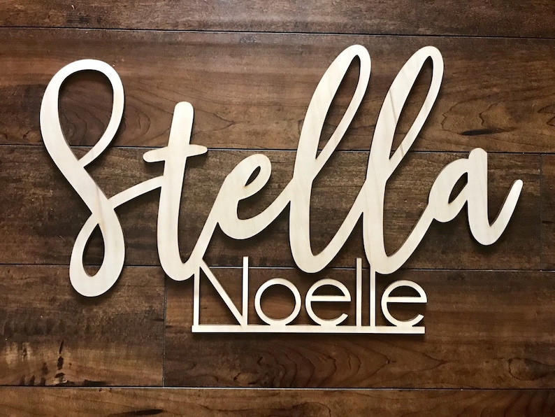 Wooden Name Sign, Live Preview Nursery Name, Baby Name Cut out, Cutout Name, Wood Name Sign Baby Name first and middle name image 6