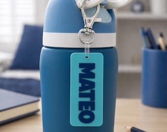 Boy Name Tag for Water Bottle, Personalized Acrylic Cup Charm, Kids Bottle Tag, Owala FreeSip Compatible