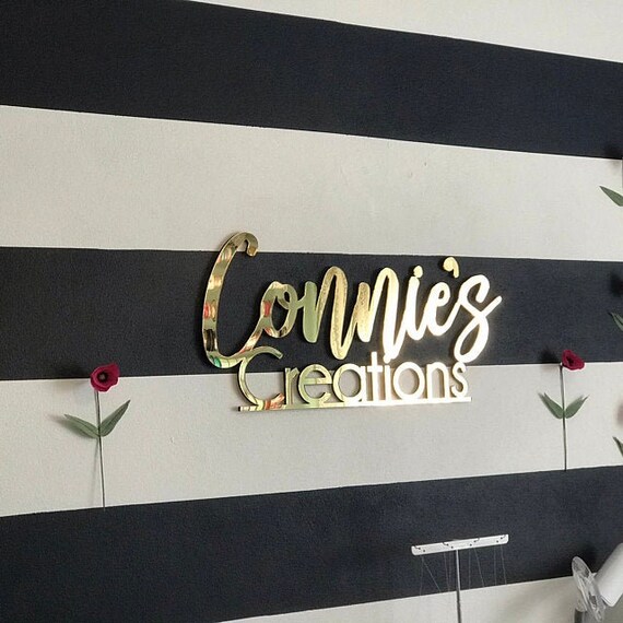 Custom ACRYLIC Business Name Sign Gold Acrylic Nursery Sign Etsy UK