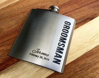 Groomsmen Gift, Personalized Engraved Groomsman Flask, Personalized Groomsman Flask, Wedding Party Flask, Best Man Flask, Hip Flask,Happyism