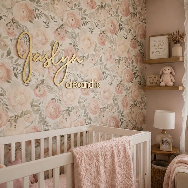 Custom Wood Name Sign: Baby Girl Nursery Decor