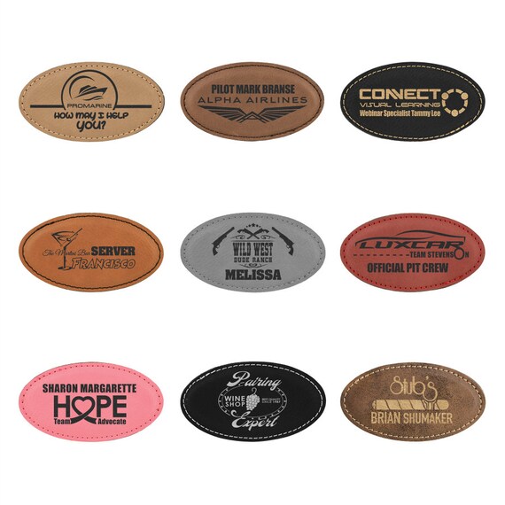 engraved leather name badge
