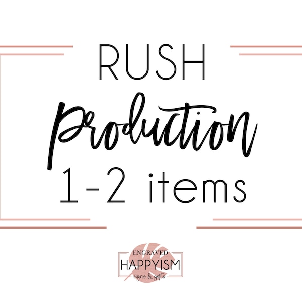 RUSH 1-2 Item Purchase. Ships in 1-3 Business Days.