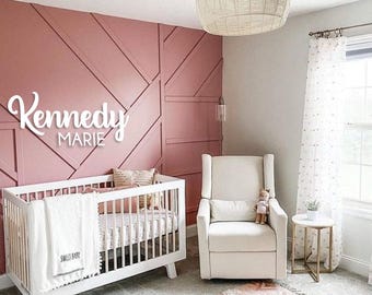 Baby Girl Nursery Wooden Name Sign: First & Middle Name Cutout
