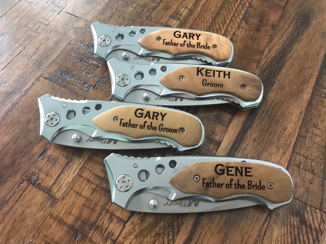 Engraved Groomsmen Knife With Clip Engraved Knife Engraved Etsy