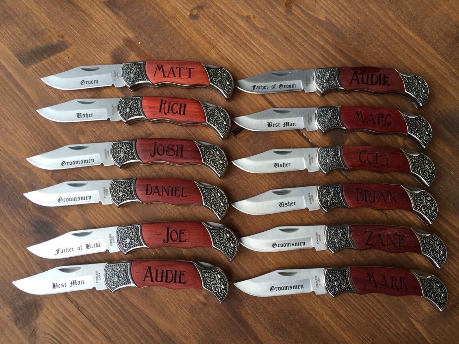Set of 7 Engraved Hunting Knives Engraved Knife Engraved Etsy