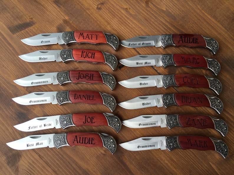Set of 7 Engraved Hunting Knives Engraved Knife Engraved Etsy