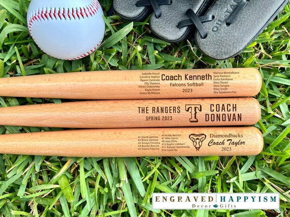 Mini Wood Baseball Bats with Personalized Engraving