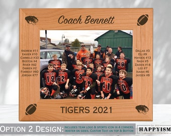 Engraved Alder Wood Football Coach Picture Frame