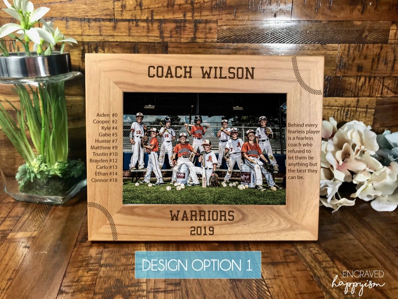 Baseball coach picture frame, engraved coach gift, baseball coach gift, softball coach gift, team photo frame, team picture frame image 1
