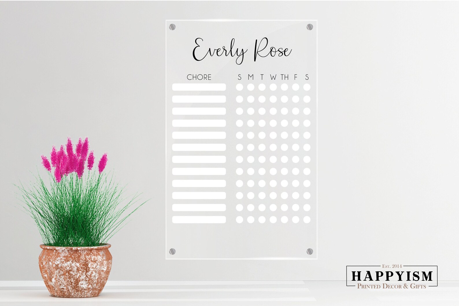 Custom Kids Chore Chart Dry Erase Chore Chart Wall Chore Etsy