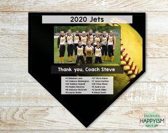 Softball coach gift, softball home plate, coach home plate gift, team photo gift, softball team gift to coach