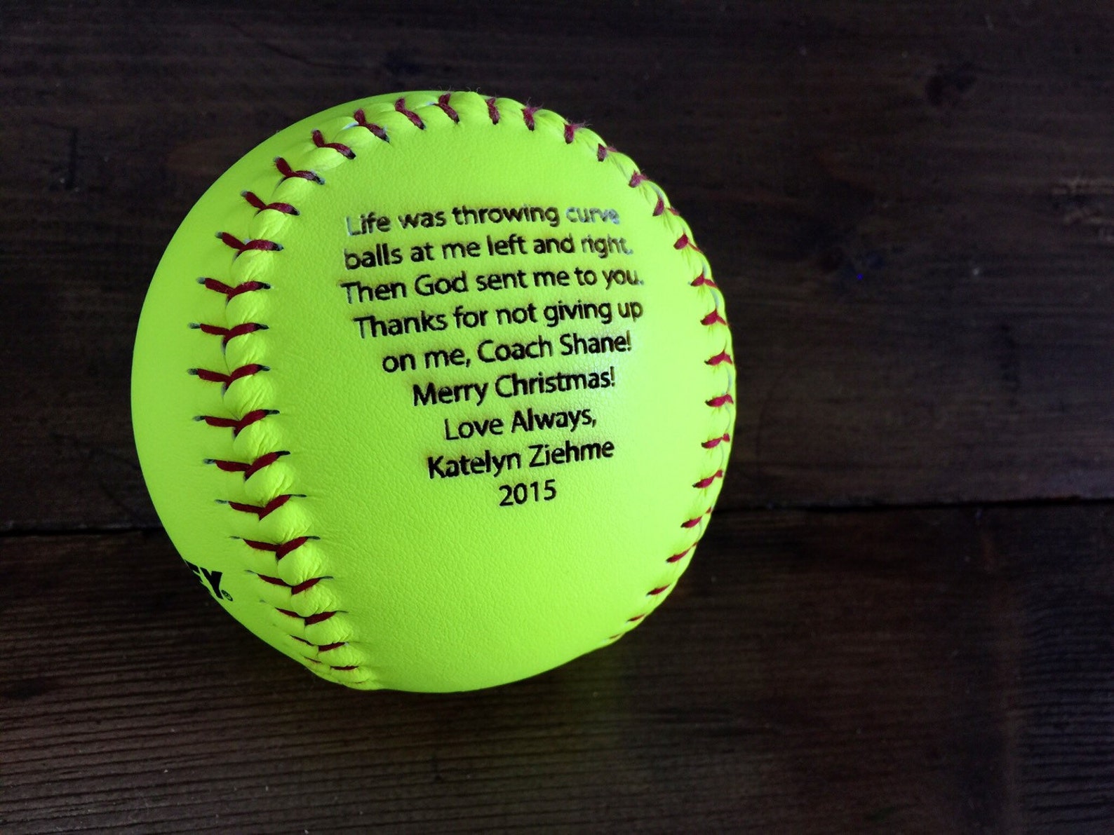 SALE Engraved Softball Custom Message Softball Softball Etsy