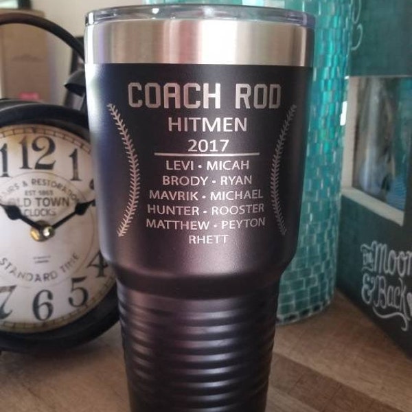 Engraved Coach Tumbler: Personalized Baseball, Football, Soccer Gift