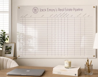 Custom Real Estate Pipeline Board: White Acrylic Realtor Organizer