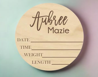 Engraved baby name sign, baby announcement plaque for hospital, newborn name sign, baby hospital sign, newborn baby girl name sign