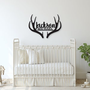 Antlers Wooden Name Sign, Nursery Name, Baby Name Cut out, Cutout Name, Wood Name Sign, Wooden Baby Name, Baby boy name sign