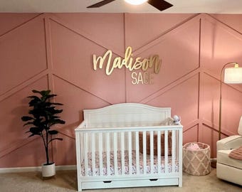Baby Girl Wooden Name Sign: Nursery Decor, Birch Wood Cutout
