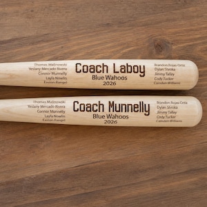 Engraved Miniature Baseball Coach Bat: Personalized Keepsake Gift