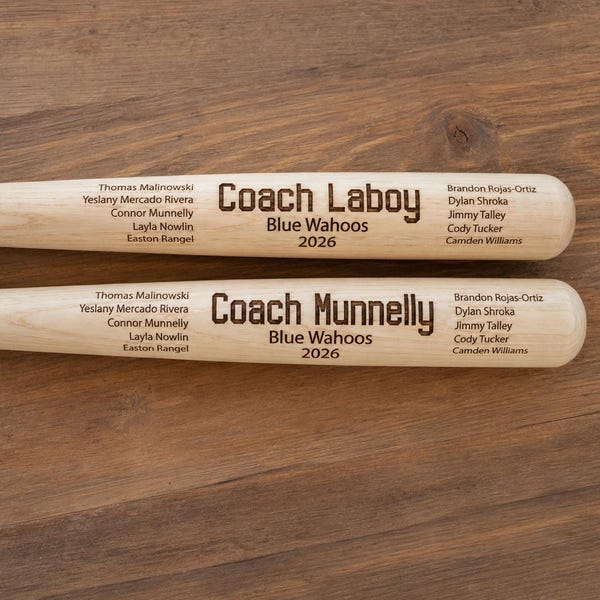 Engraved Miniature Baseball Coach Bat: Personalized Keepsake Gift