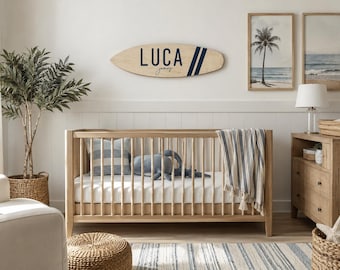 Personalized Wooden Surfboard Name Sign: Kids Room Decor