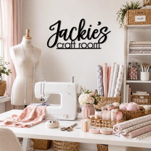 Custom Name Craft Room Sign: Birch Wood, Painted or Glitter Options