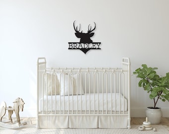 Personalized Wooden Deer Name Sign: Rustic Nursery Decor
