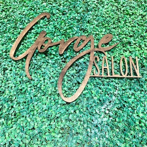 Custom Wood Business Logo Sign: Salon Decor