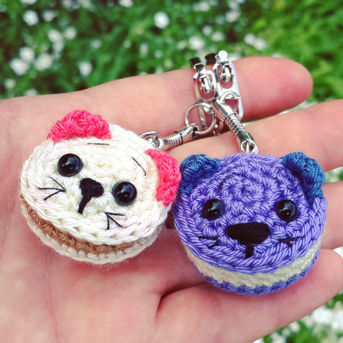 Crochet keychain knitted keychain cat keychain cake keychain Etsy