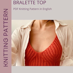 PDF Knitting Pattern bralette top, knitted bralette top, knitted crop top, crop top pattern