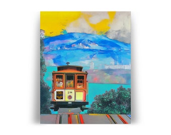 San Francisco Tram Poster -- Giclée Archival Fine Art Print, 11x14 16x20 Unframed