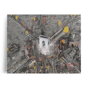 Arc De Triomphe and Champs Elysees Paris France Poster -- Giclée Archival Fine Art Print, 11x14 16x20 Unframed
