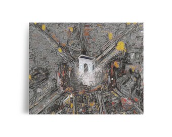Arc De Triomphe and Champs Elysees Paris France Poster -- Giclée Archival Fine Art Print, 11x14 16x20 Unframed