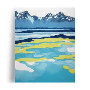 Glacier Landscape Pop Art Poster -- Giclée Archival Fine Art Print, 11x14 16x20 Unframed