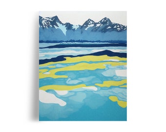 Glacier Landscape Pop Art Poster -- Giclée Archival Fine Art Print, 11x14 16x20 Unframed