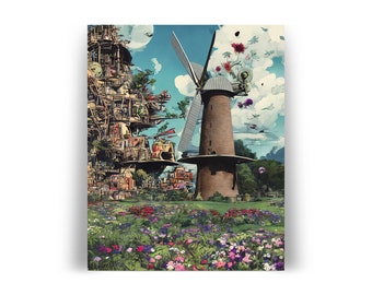 San Francisco Golden Gate Park Windmill Poster -- Giclée Archival Fine Art Print, 11x14 16x20 Unframed