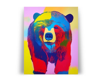 Bear Pop Art Poster -- Giclée Archival Fine Art Print, 11x14 16x20 Unframed