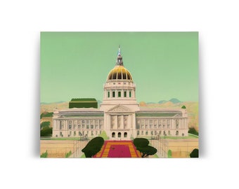 San Francisco City Hall Poster -- Giclée Archival Fine Art Print, 11x14 16x20 Unframed