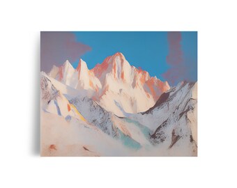 Mount Whitney Poster -- Giclée Archival Fine Art Print, 11x14 16x20 Unframed -- Snowboard Ski Winter Destination Art