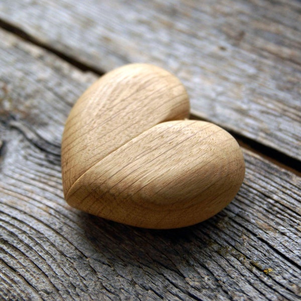 Handmade Oak Heart Ring Box: Rustic Engagement Proposal