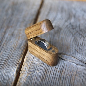 Oak wood small ring box, Wedding ring box, Proposal ring box, Slim ring box, Rustic ring box