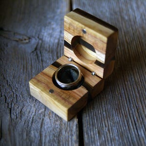 Handmade Cherry Wood Ring Box: Rustic Proposal/Wedding Ring Holder