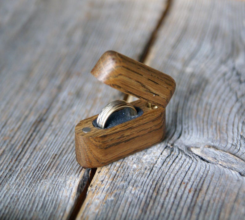 Oak Wood Small Ring Box, Wedding Ring Box, Proposal Ring Box, Slim Ring ...