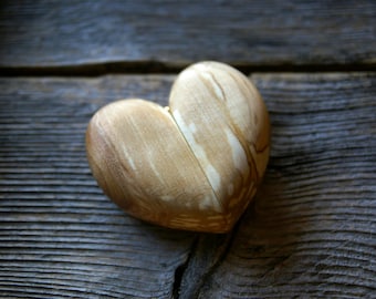 Handmade Birch Wood Heart Ring Box: Rustic Proposal Box