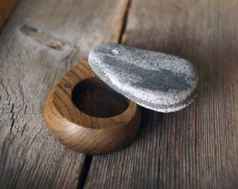 Wood ring box, Rustic ring box,Jewelry box, Wood/stone ring box, Wedding ring box, Engagement ring box, Proposal ring box